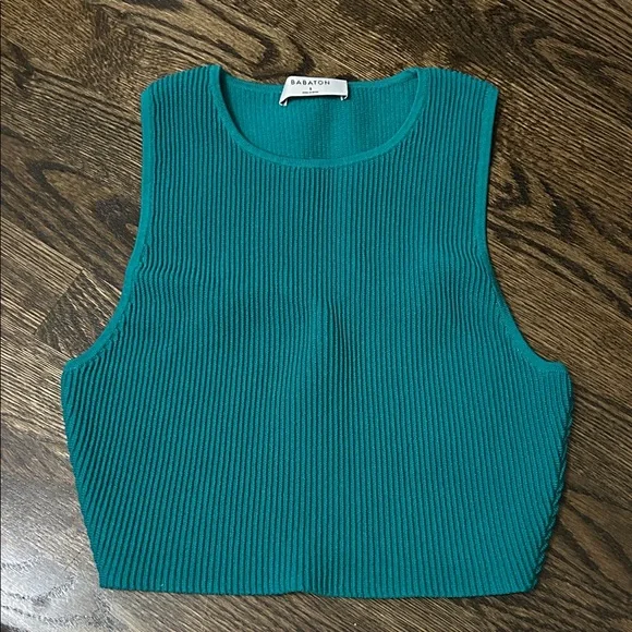 Babaton Turquoise Ribbed Tank Top - Picture 1 of 3